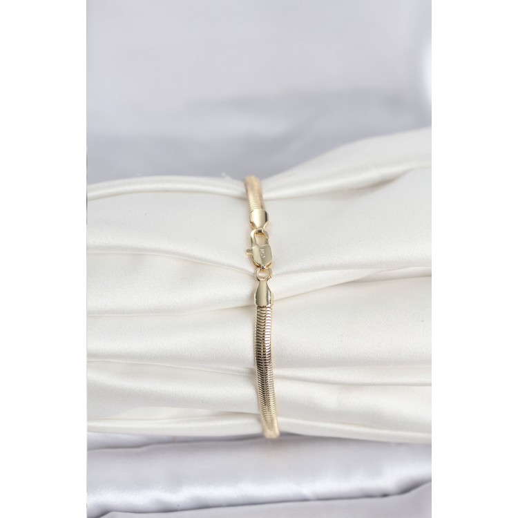 CM 14K Gold Renk Yassı Yılan Zincir Model Kadın Bileklik