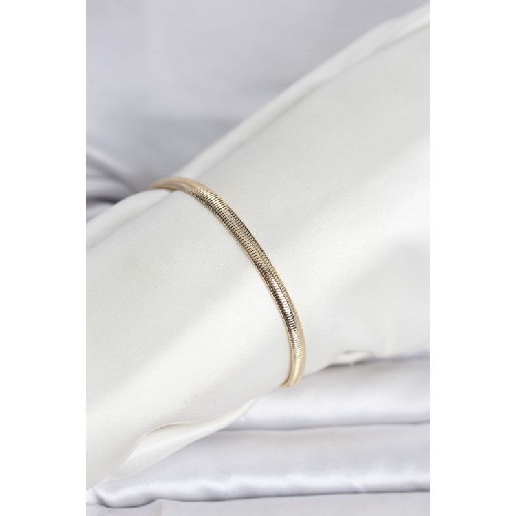 CM 14K Gold Renk Yassı Yılan Zincir Model Kadın Bileklik