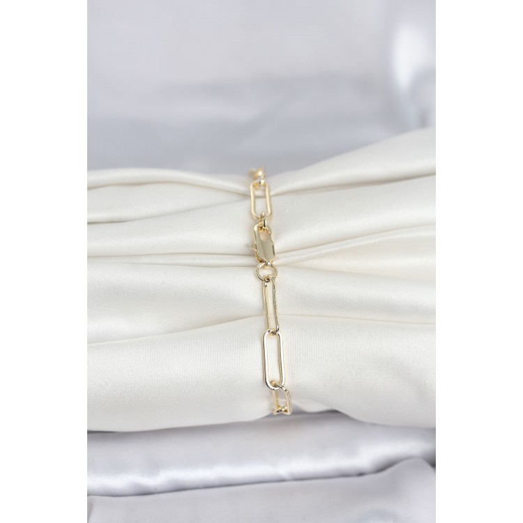 CM 14K Gold Renk Kalın Ataç Zincir Model Kadın Bileklik