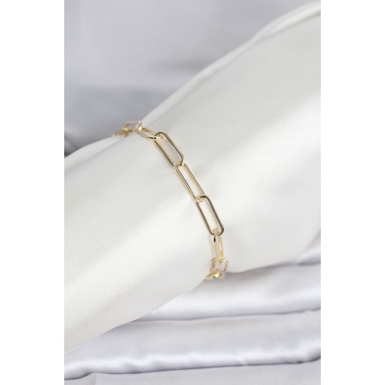 CM 14K Gold Renk Kalın Ataç Zincir Model Kadın Bileklik