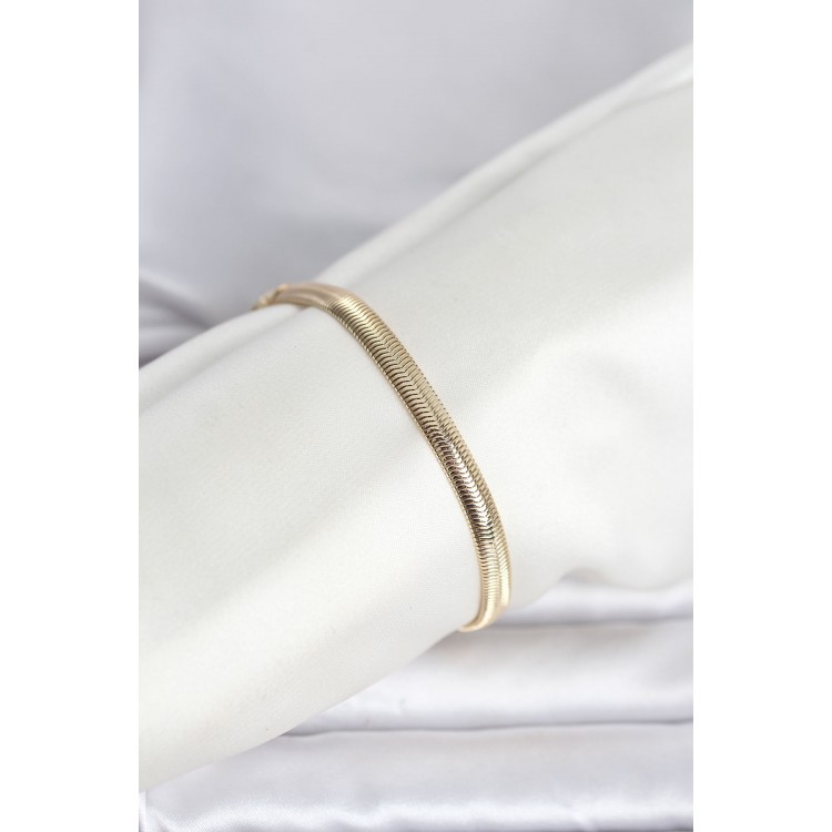 CM 14K Gold Renk Yassı Zincir Yılan Model Kadın Bileklik