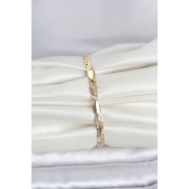 CM 14K Gold Renk Ezme Sarmal Zincir Model Kadın Bileklik