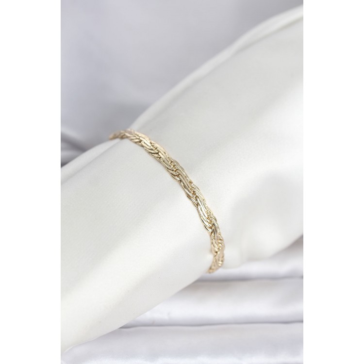 CM 14K Gold Renk Ezme Sarmal Zincir Model Kadın Bileklik