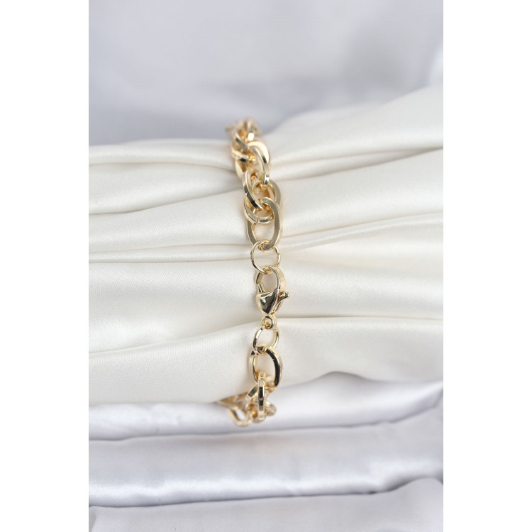 CM 14K Gold Renk Kalın Burgu Zincirli Model Kadın Bileklik