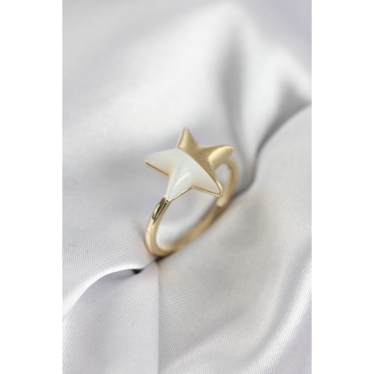 Gold Renk Sedefli Yıldız Model Kadın Yüzük