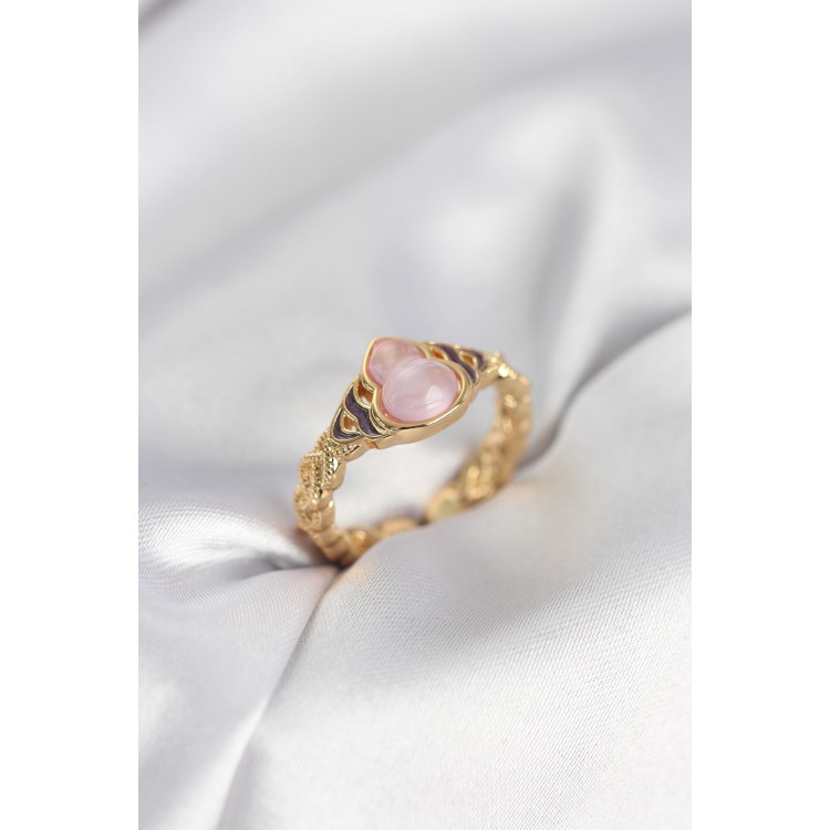 Gold Renk Pembe Damla Model Kadın Yüzük