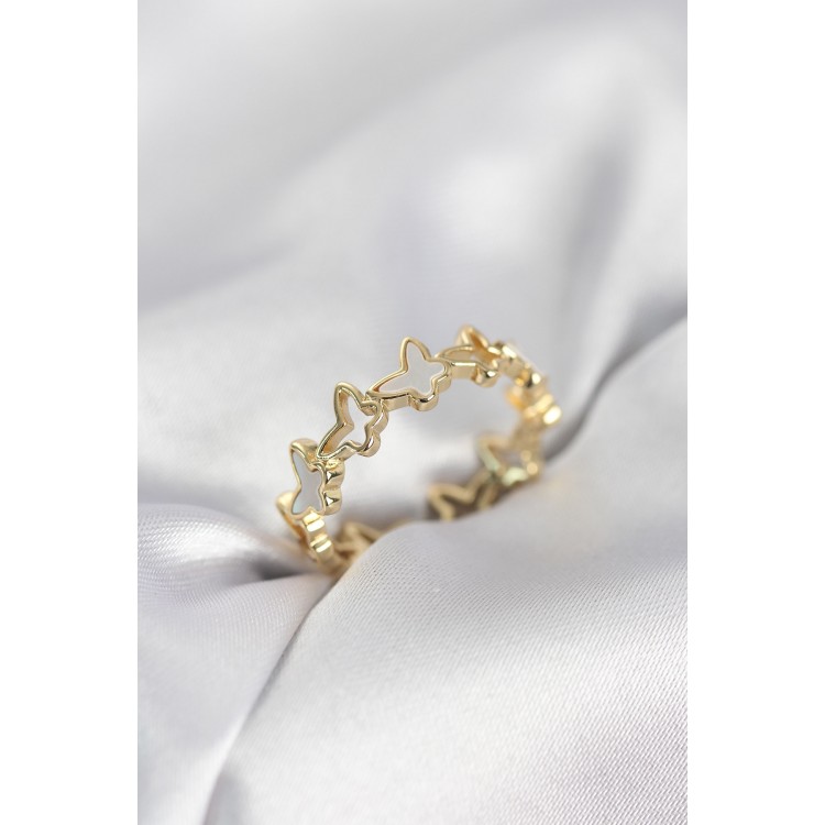 Gold Renk Kelebek Model Pirinç Kadın Yüzük