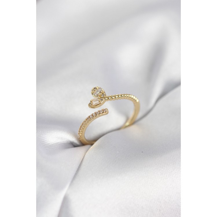 Gold Renk Pirinç Kuyruklu Kalp Model Kadın Yüzük