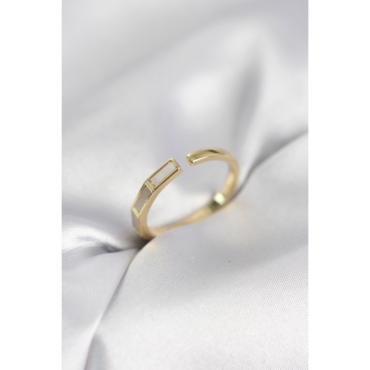 Gold Renk Sedefli Çubuk Model Kadın Yüzük