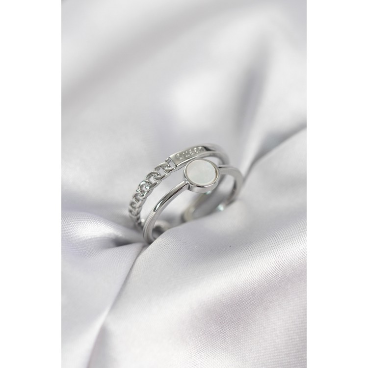 Minimal Queen Yazılı Gümüş Renk Pirinç Kadın Yüzük