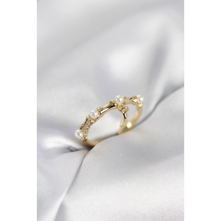 Gold Renk Sallantılı Kemik Model Kadın Yüzük