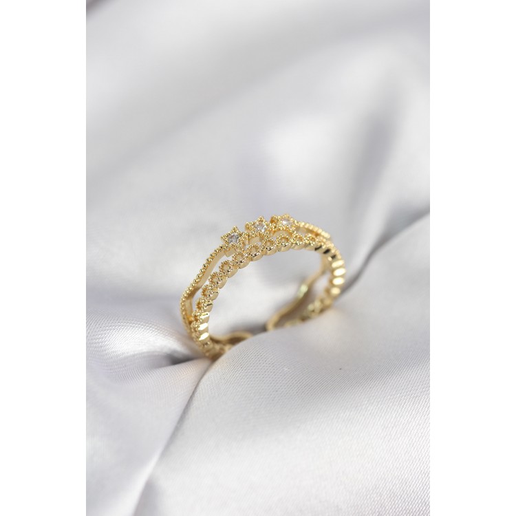 Gold Renk Minimal Yıldızlı Model Kadın Yüzük