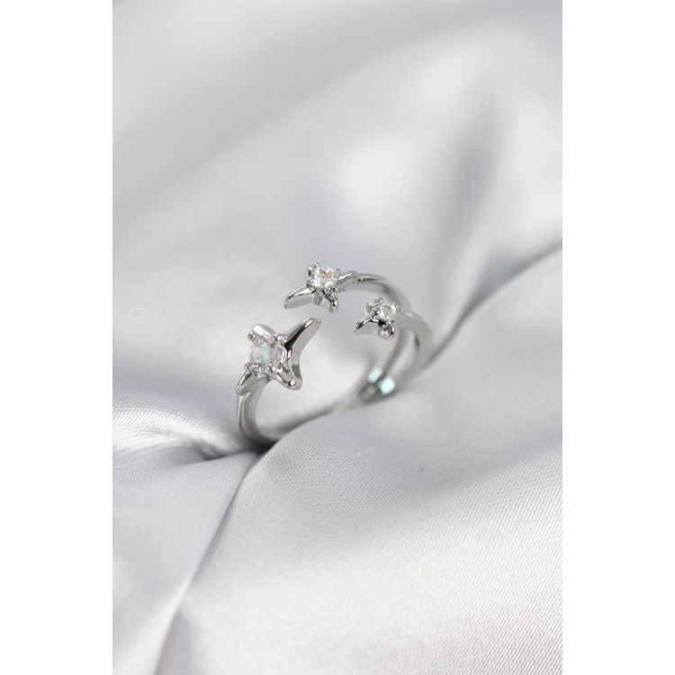 Minimal Kutup Yıldızı Model Gümüş Renk Kadın Yüzük