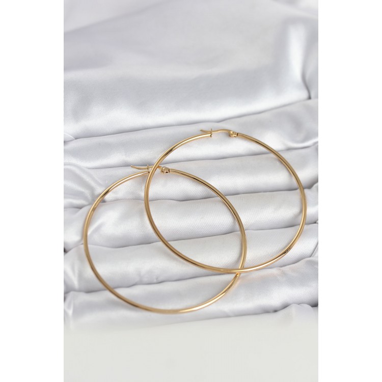 316L Çelik Gold Renk 70 mm Kadın Halka Küpe