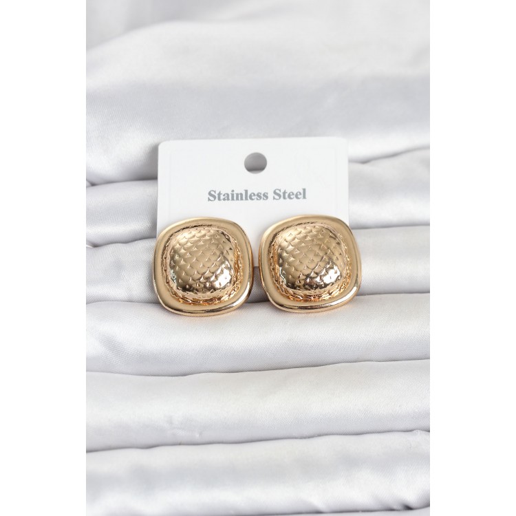 316L Çelik Gold Renk Düğme Model Kadın Küpe 316L Çelik Gold Renk Düğme Model Kadın Küpe