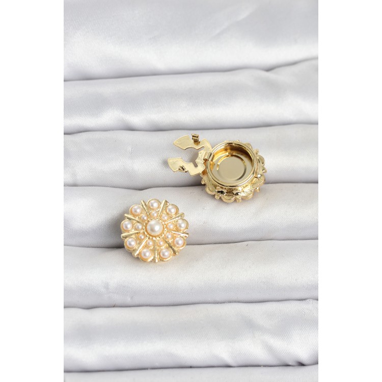 Vintage Model Gold Renk Düğme veya Manşet Broşu